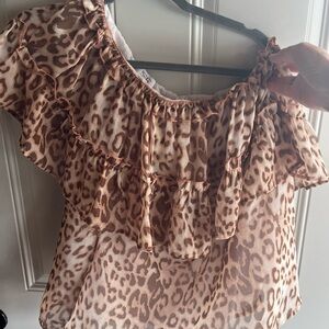 Myra Bag Brown Tan Ruffled Blouse